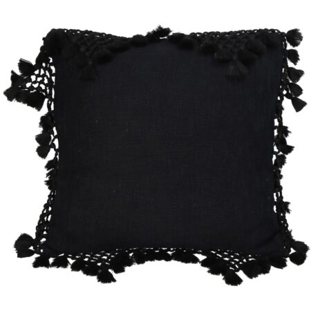 Μαξιλάρι ArteLibre Με Φούντες Μαύρο Βαμβακερό 45x45cm