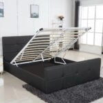 Κρεβάτι  ANEMONE Μαύρο PU Με Αποθηκευτικό Χώρο 217.5x170.5x100cm(Στρώμα 160x200cm)