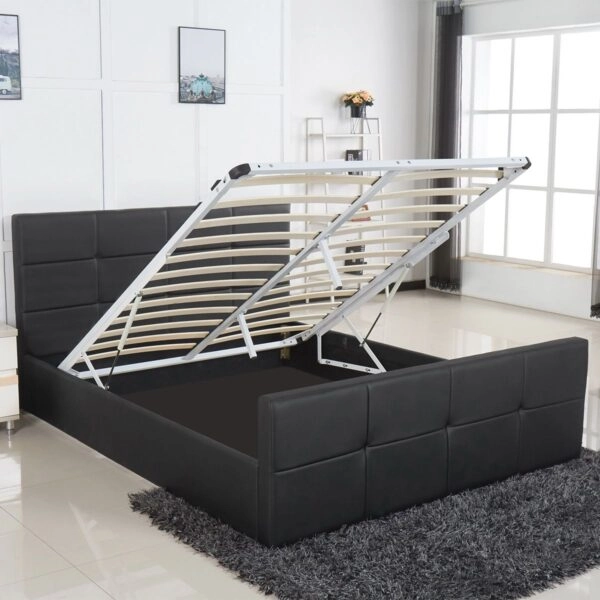 Κρεβάτι  ANEMONE Μαύρο PU Με Αποθηκευτικό Χώρο 217.5x170.5x100cm(Στρώμα 160x200cm)
