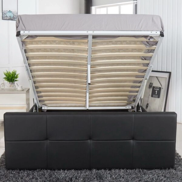 Κρεβάτι  ANEMONE Μαύρο PU Με Αποθηκευτικό Χώρο 217.5x170.5x100cm(Στρώμα 160x200cm)