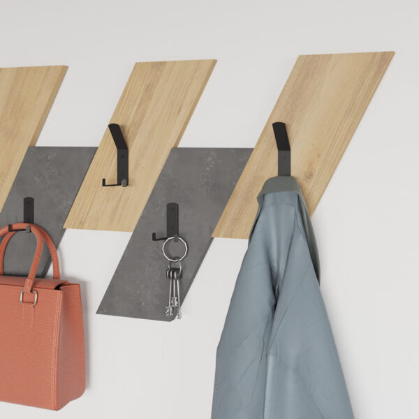 Κρεμάστρα τοίχου Livy  oak-γκρι μελαμίνης 75.2x1.8x45.3εκ