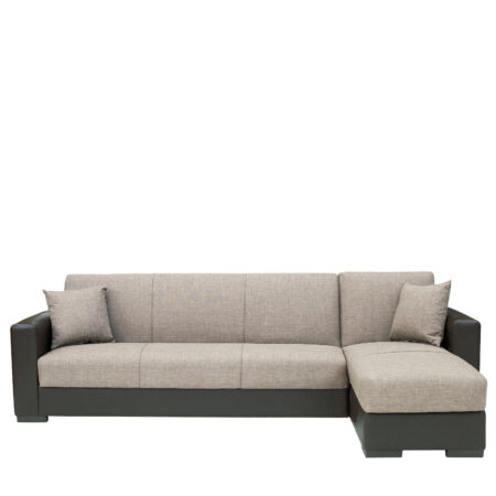 Καναπές Κρεβάτι Γωνιακός JOSE Μπεζ/Καφέ PU 270x150x86cm