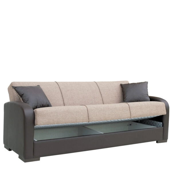 Καναπές Κρεβάτι Τριθέσιος  MARTINI Καφέ PU 215x84x84cm
