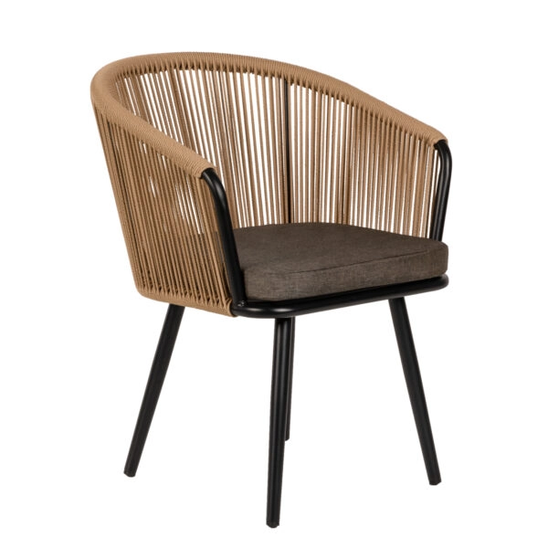 Πολυθρόνα Κήπου LOFOI Μαύρο/Καφέ Αλουμίνιο/Rattan 60x62x81cm