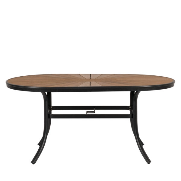 Τραπέζι Κήπου  RUSUMO Μαύρο/Καρυδί Αλουμίνιο/Ξύλο 150x90x73cm