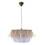 Κρεμαστό Φωτιστικό Μονόφωτο Ψάθα Λευκό-Φυσικό Ε27 Φ40x100cm