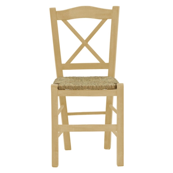 Καρέκλα καφενείου με ψάθα Χιαστή  άβαφο ξύλο 42x40x89εκ