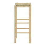 Σκαμπό καφενείου χωρίς πλάτη με ψάθα Bodier-Charchie I  άβαφο ξύλο 35x35x78εκ