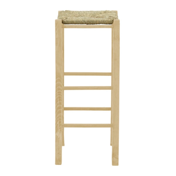 Σκαμπό καφενείου χωρίς πλάτη με ψάθα Bodier-Charchie I  άβαφο ξύλο 35x35x78εκ