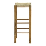 Σκαμπό καφενείου χωρίς πλάτη με ψάθα Bodier-Charchie I  καρυδί ξύλο 35x35x78εκ
