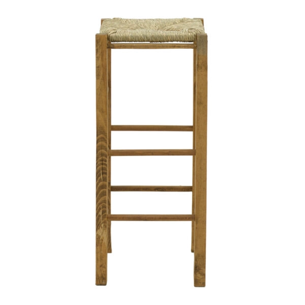 Σκαμπό καφενείου χωρίς πλάτη με ψάθα Bodier-Charchie I  καρυδί ξύλο 35x35x78εκ