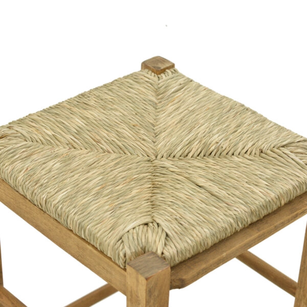 Σκαμπό καφενείου χωρίς πλάτη με ψάθα Bodier-Charchie I  καρυδί ξύλο 35x35x78εκ