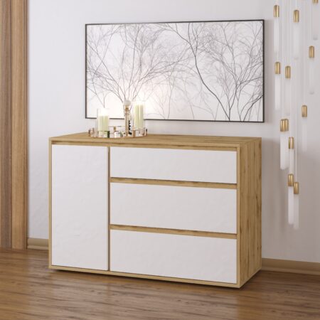 Μπουφές NITRO SOFT Λευκό με Βελανιδιά 120x40x80cm