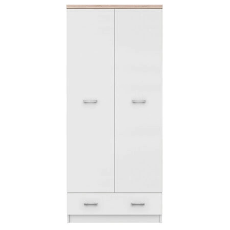 Ντουλάπα Δίφυλλη Top Mix Λευκή με Sonoma 80x57x183cm