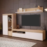 Σύνθετο σαλονιού Zorbi  λευκό-sonoma oak μελαμίνης 265x41x158.5εκ