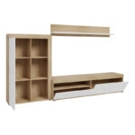 Σύνθετο σαλονιού Zorbi  λευκό-sonoma oak μελαμίνης 265x41x158.5εκ