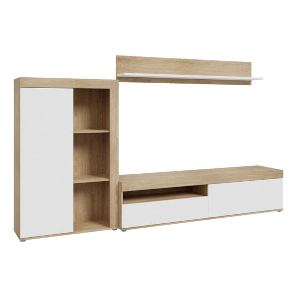 Σύνθετο σαλονιού Zorbi  λευκό-sonoma oak μελαμίνης 265x41x158.5εκ
