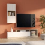 Σύνθετο σαλονιού Halmi  λευκό-oak μελαμίνης 180x39x190εκ