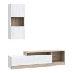 Σύνθετο σαλονιού Halmi  λευκό-oak μελαμίνης 180x39x190εκ