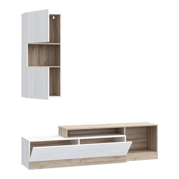 Σύνθετο σαλονιού Halmi  λευκό-oak μελαμίνης 180x39x190εκ