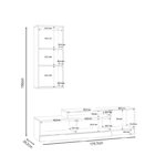 Σύνθετο σαλονιού Halmi  λευκό-oak μελαμίνης 180x39x190εκ