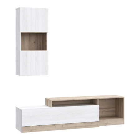 Σύνθετο σαλονιού Halmi  λευκό-oak μελαμίνης 180x39x190εκ