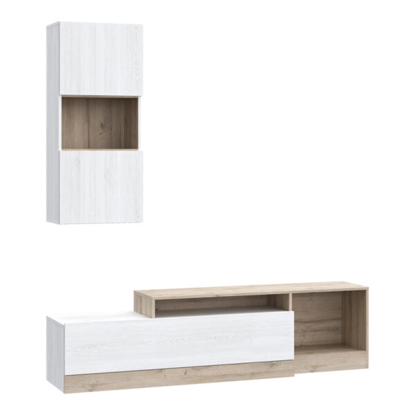 Σύνθετο σαλονιού Halmi  λευκό-oak μελαμίνης 180x39x190εκ