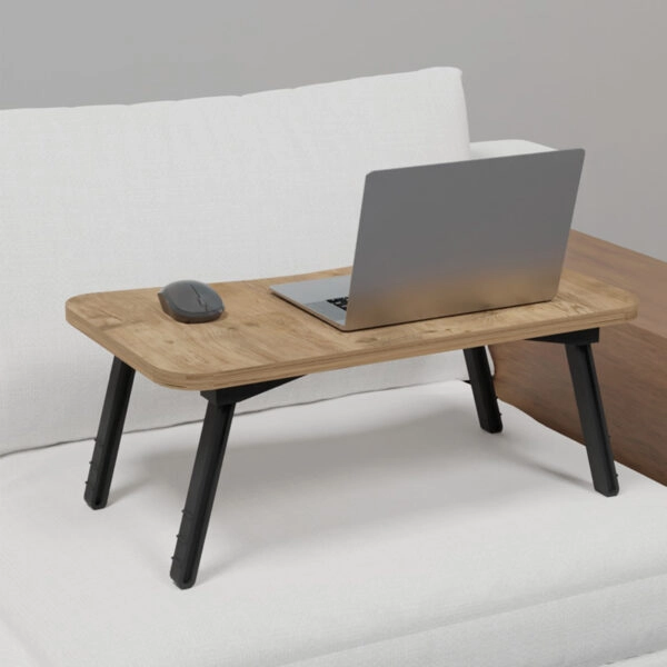 Τραπεζάκι για Laptop Rahe oak μελαμίνης- μαύρο μέταλλο 60x35x23εκ