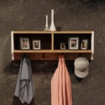 Κρεμάστρα τοίχου Gyrzi  oak-λευκό μελαμίνης 84x18x30εκ