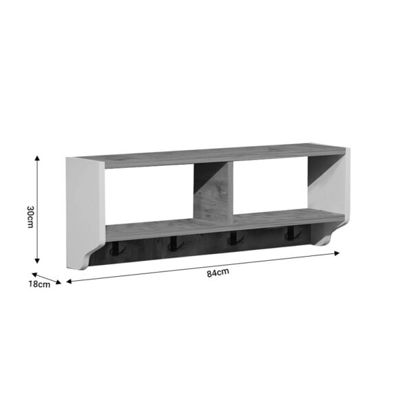 Κρεμάστρα τοίχου Gyrzi  oak-λευκό μελαμίνης 84x18x30εκ
