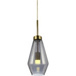 Φωτιστικό Κρεμαστό Μονόφωτο Γυάλινο με Χαλκό Γκρι G9 Φ17x140cm