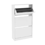 Παπουτσοθήκη μελαμίνης Flat Duo 18 ζεύγων σε χρώμα λευκό 73x26x119εκ.