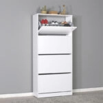 Παπουτσοθήκη μελαμίνης Flat Duo 24 ζευγών σε χρώμα λευκό 73x26x157εκ.