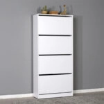 Παπουτσοθήκη μελαμίνης Flat Duo 24 ζευγών σε χρώμα λευκό 73x26x157εκ.