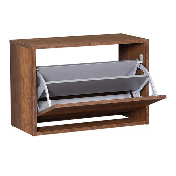 Παπουτσοθήκη μελαμίνης 6 ζεύγων Step σε χρώμα καρυδί 60x30x42εκ.