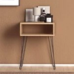 Κομοδίνο Fiona  μεταλλικό - μελαμίνης χρώμα oak 55x35x58εκ.