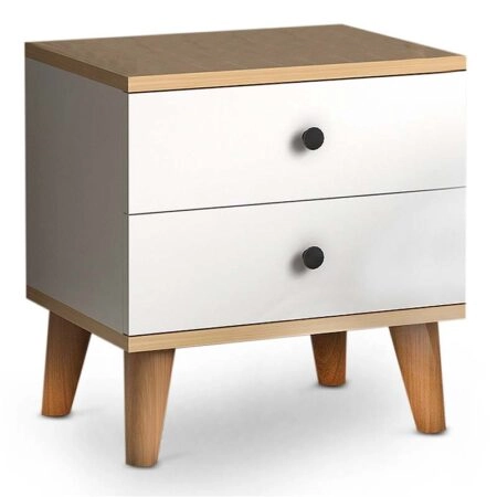 Κομοδίνο Luce από μελαμίνη χρώμα λευκό - oak 45x35x47εκ.