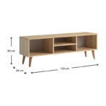 Έπιπλο τηλεόρασης Loren  από μελαμίνη χρώμα oak 120x30x40εκ.