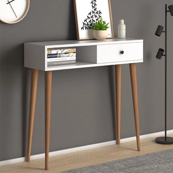 Κονσόλα μελαμίνης Napoli χρώμα λευκό 90x29x88εκ.