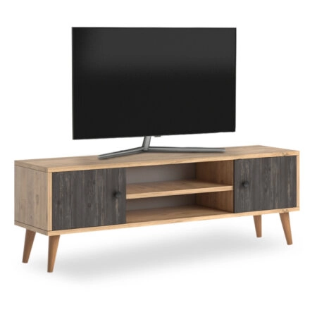 Έπιπλο τηλεόρασης Parma από μελαμίνη χρώμα industrial grey - oak 120x30x40εκ.