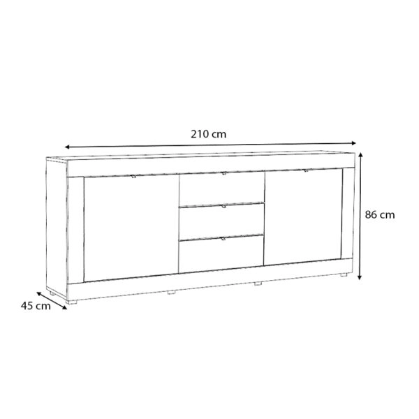 Μπουφές μελαμίνης Ocean  χρώμα sonoma 210x45x86εκ.