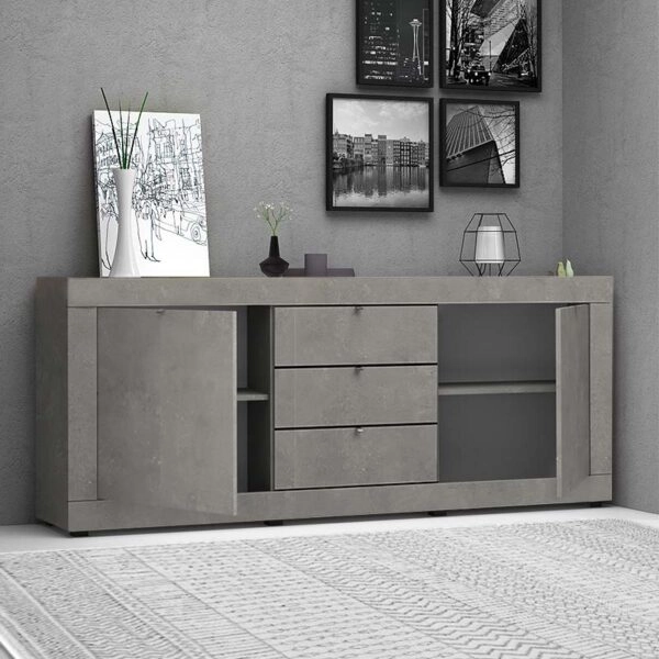 Μπουφές μελαμίνης Ocean χρώμα γκρι σκυροδέματος 210x45x86εκ.