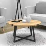 Τραπεζάκι σαλονιού Mauricio μεταλλικό - μελαμίνης χρώμα sonoma - ανθρακί 78x78x43εκ.