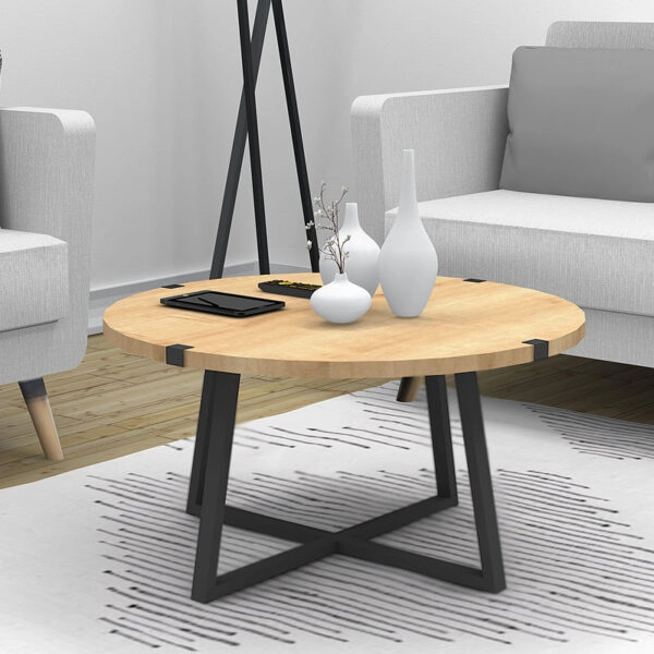 Τραπεζάκι σαλονιού Mauricio μεταλλικό - μελαμίνης χρώμα sonoma - ανθρακί 78x78x43εκ.