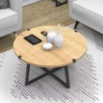 Τραπεζάκι σαλονιού Mauricio μεταλλικό - μελαμίνης χρώμα sonoma - ανθρακί 78x78x43εκ.