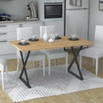 Τραπέζι Bette μεταλλικό - μελαμίνης χρώμα sonoma - ανθρακί 140x80x76εκ.