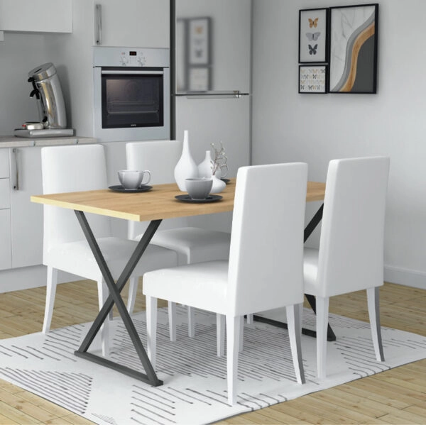 Τραπέζι Bette μεταλλικό - μελαμίνης χρώμα sonoma - ανθρακί 140x80x76εκ.