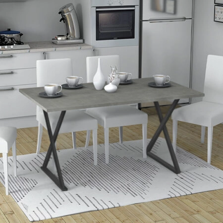 Τραπέζι Bette μεταλλικό - μελαμίνης χρώμα γκρι σκυροδέματος 140x80x76εκ.