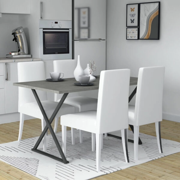 Τραπέζι Bette μεταλλικό - μελαμίνης χρώμα γκρι σκυροδέματος 140x80x76εκ.