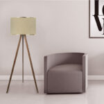 Φωτιστικό δαπέδου Rosling  Mdf/ύφασμα Pvc χρώμα καρυδί/μπεζ 38x21x140εκ.